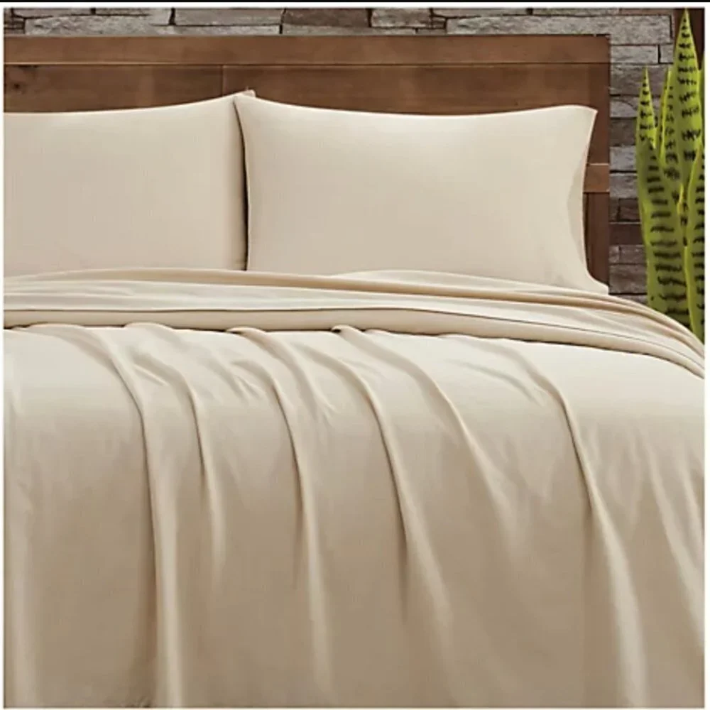 FRYE Linen Cotton Blend Beige TWIN Sheet Set 3PC